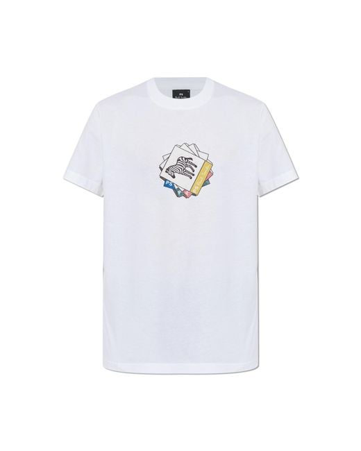 Paul Smith White T-Shirt With Colorful Print for men