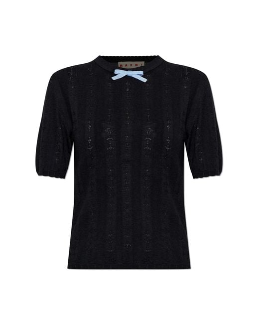 Marni Black Wool Top With A Crew Neck