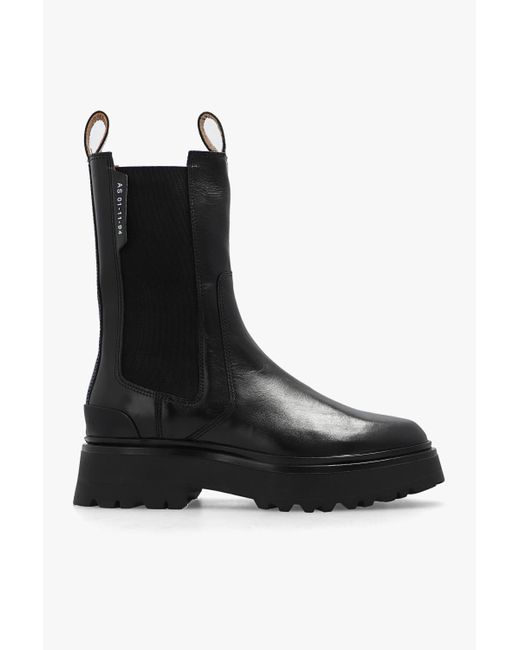 AllSaints Black 'amber' Leather Ankle Boots,
