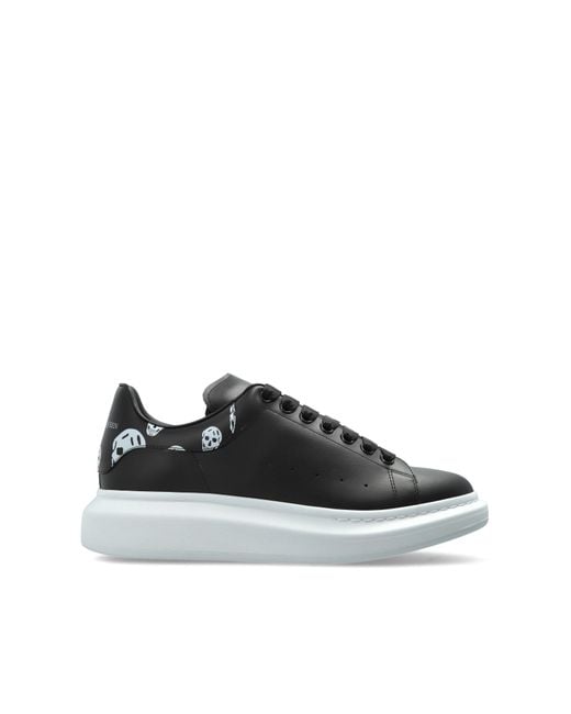 McQueen Black Leather Sports Shoes With Logo for men