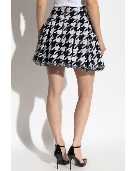 Balmain Black Skirt With Houndstooth Pattern