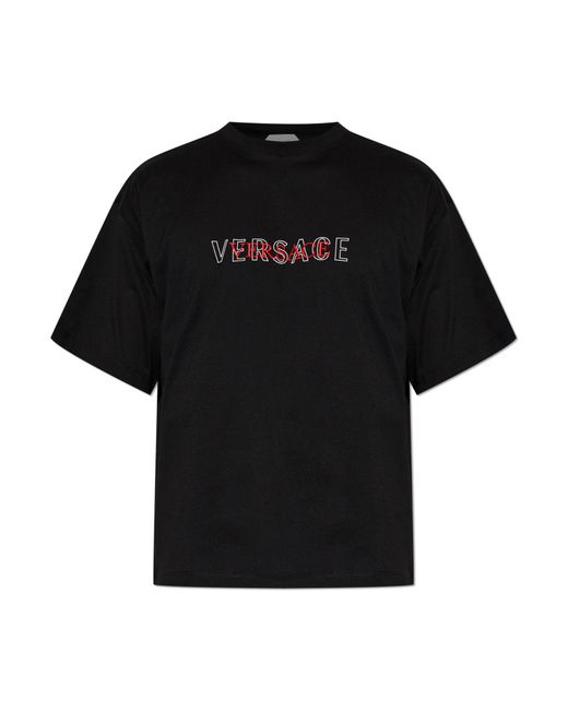 Versace Black T-Shirt With Logo for men