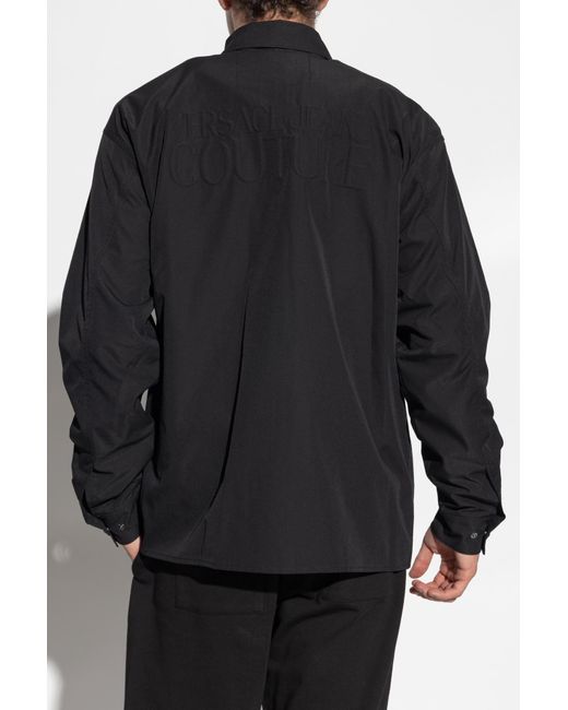 Versace Jeans Couture Black Jacket With Raised Logo On The Back for men