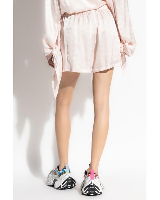 Balenciaga White Silk Shorts With Monogram