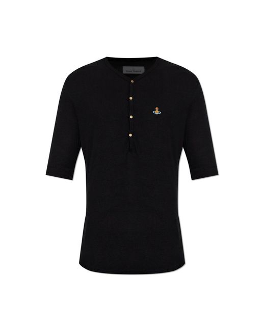 Vivienne Westwood Black T-Shirt 'Sailor Henley' for men