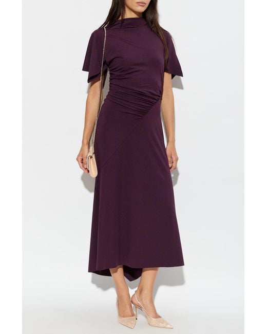 Victoria Beckham Purple Asymmetric Draped Dress