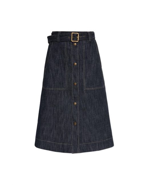 Moncler Blue Denim Skirt With Belt
