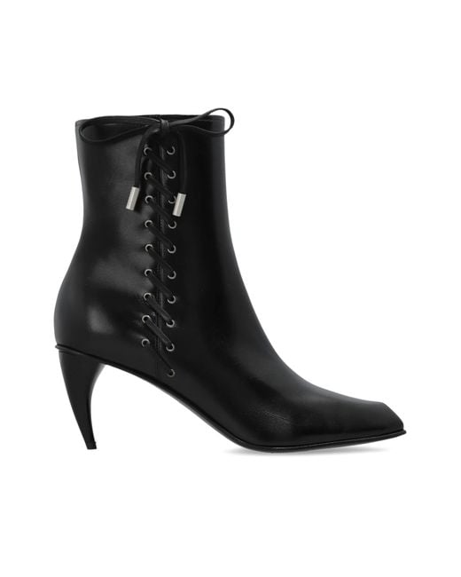 McQueen Black 'Lexie' Heeled Ankle Boots