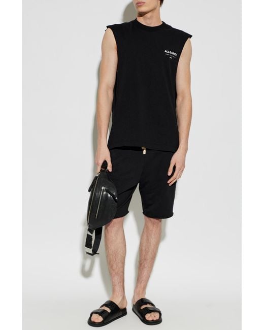 AllSaints Black Sleeveless "Underground" T-Shirt for men