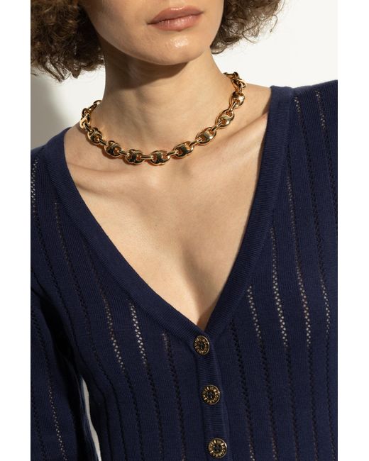 Tory Burch White Brass Necklace