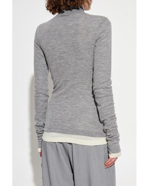 Jil Sander Gray Set; Turtleneck And Top