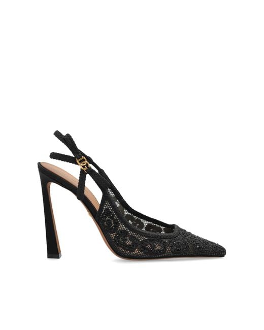 Dolce & Gabbana Black High Heel Shoes With Shimmering Crystals