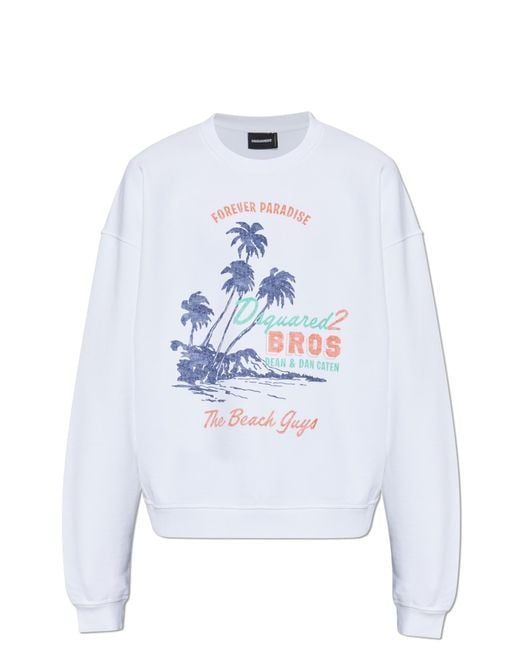 DSquared² White Sweatshirt With Colorful Print for men