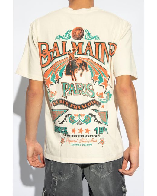 Balmain Natural Printed T-shirt, for men