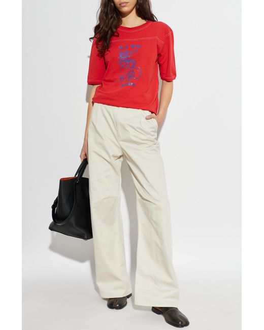 Maison Margiela Red T-Shirt With Print
