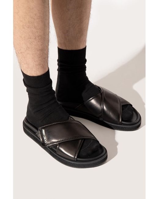 Jimmy Choo Black 'joel' Leather Slides for men