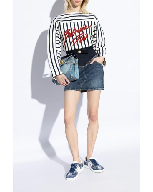 Balmain Blue Sneakers With Vintage Effect