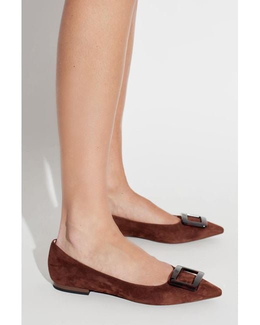 Roger Vivier Brown Suede Ballerinas 'Gommettine'
