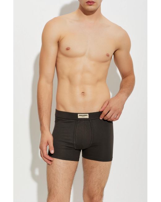 DSquared² Black Boxers With Logo for men