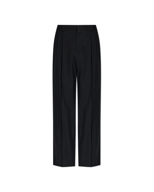 Balmain Black Wool Trousers With Crease for men