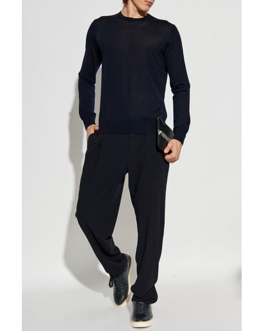 Giorgio Armani Blue Thin Wool Sweater for men