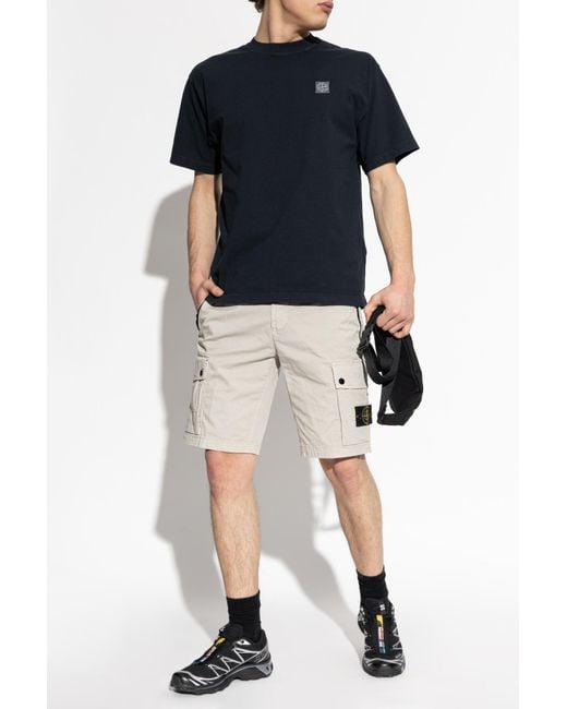 Stone Island White Cargo Shorts for men