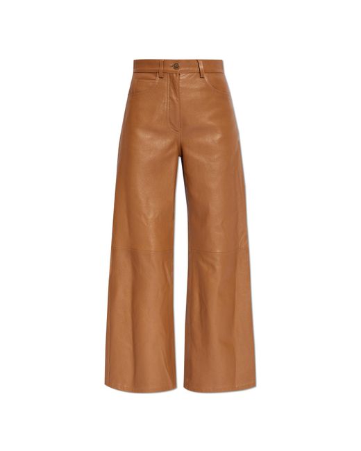 Etro Brown Leather Pants,