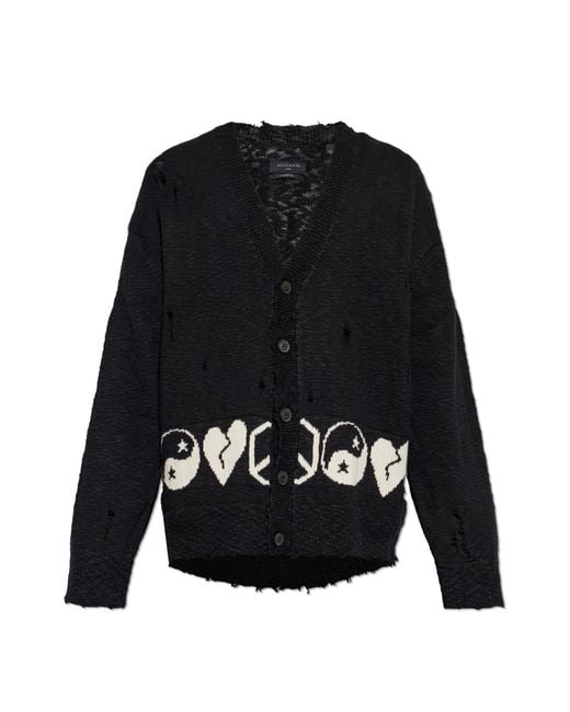 AllSaints Black Cardigan "Tabua" for men