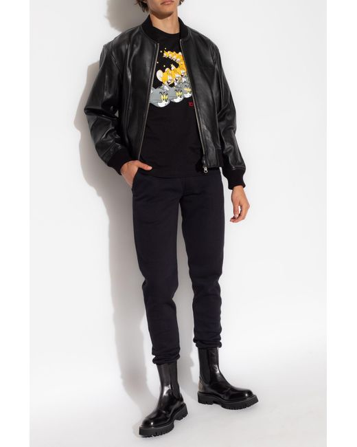 Iceberg Leather Jacket in Black for Men Lyst