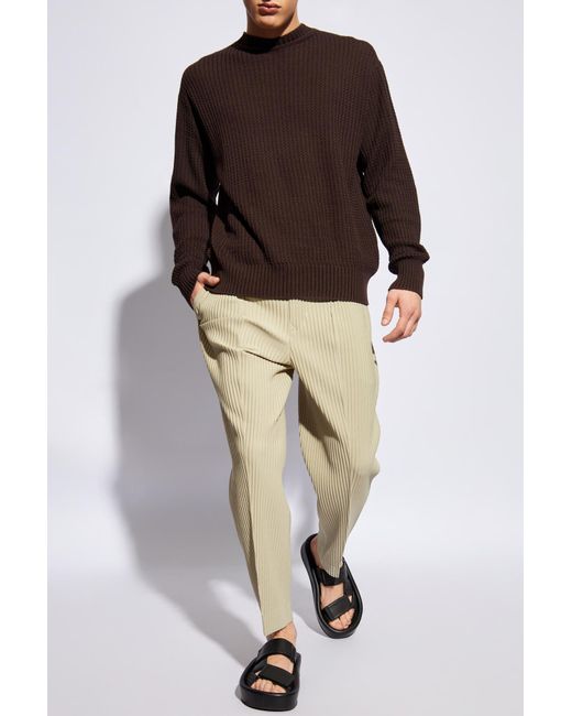 Homme Plissé Issey Miyake Brown Cotton Sweater for men