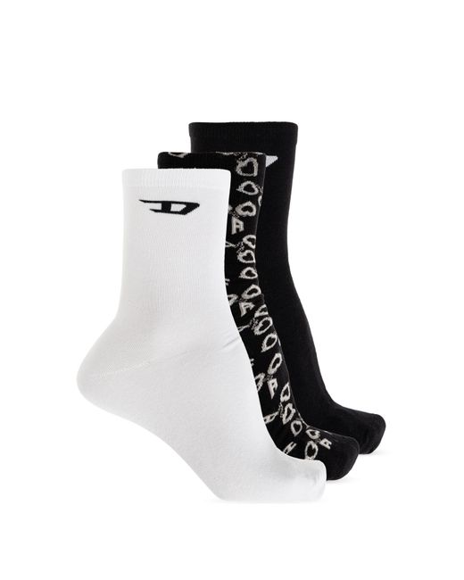 DIESEL Black Three-Pack Of Socks 'Skm-Ray-Threepack' for men
