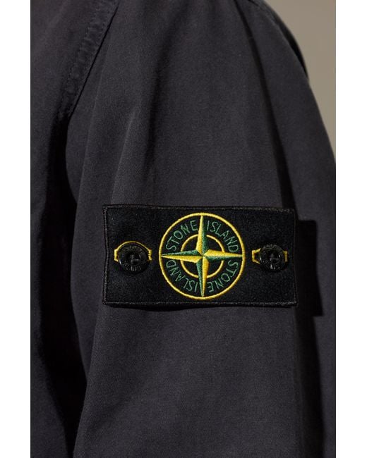 Stone Island Blue Jacket With Logo Patch for men