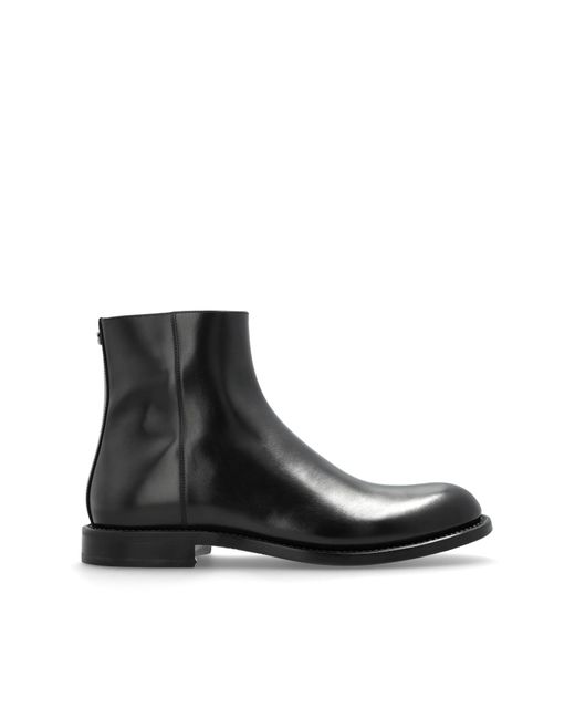 Dolce & Gabbana Black Leather Ankle Boots for men
