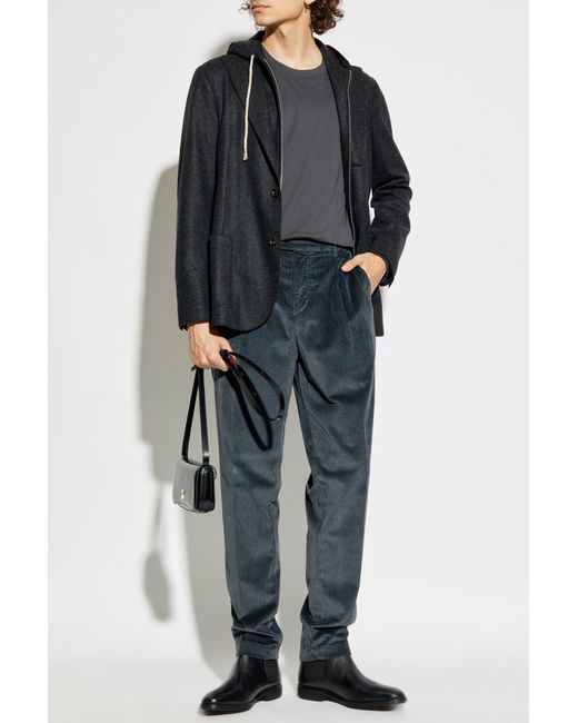 Eleventy Gray Wool Blazer With Detachable Hood for men
