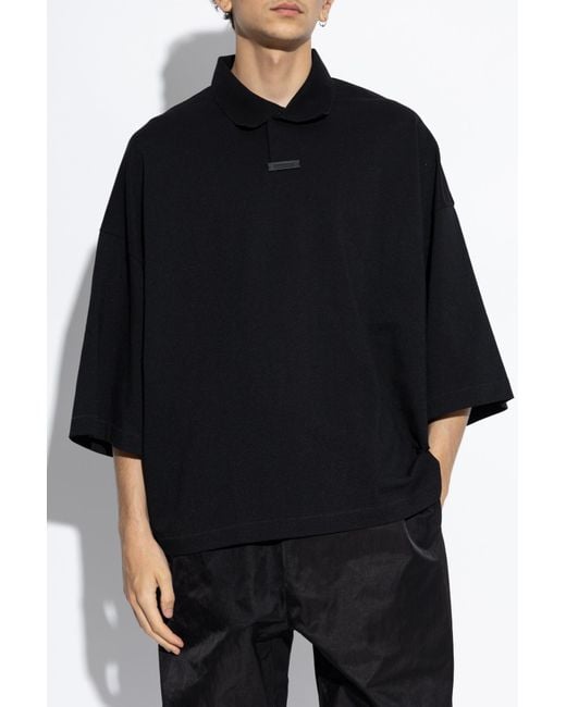 Fear Of God Black Oversized Logo Polo Shirt for men