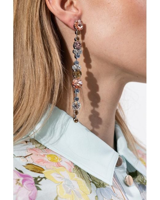 Forte_forte White Earrings With Shimmering Crystals