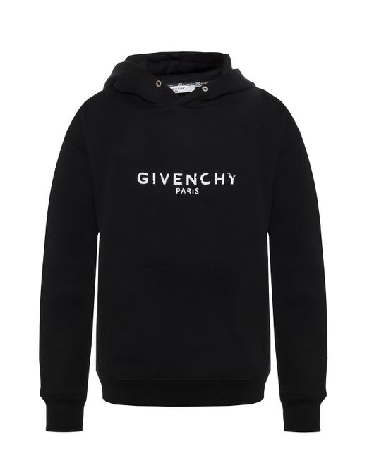 Givenchy Black Embroidered Logo Hoody for men