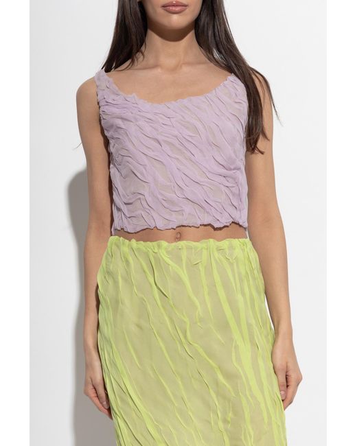 Versace Purple Short Draped Top