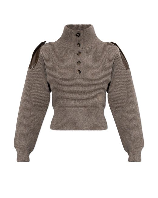 Burberry Brown Sweater With Leather Epaulets