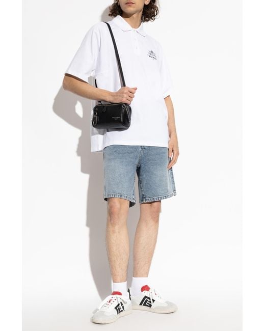 Balmain White Polo Shirt With Printed Logo for men