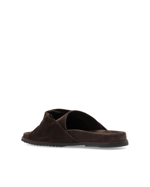 Rick Owens Brown 'mobius Granola' Suede Slides,