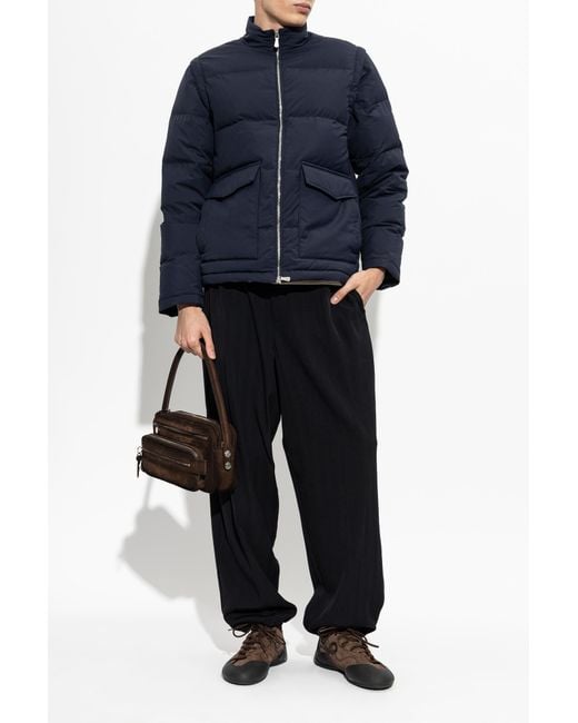 Eleventy Blue Down Jacket With Stand-Up Collar for men