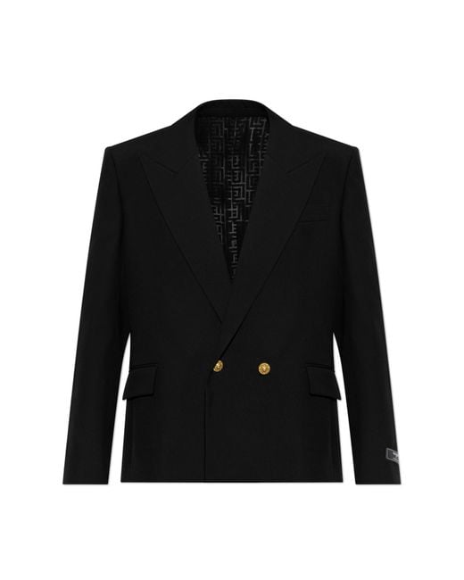 Balmain Black Double-Breasted Blazer With Double Vent for men