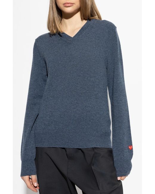COMME DES GARÇONS PLAY Blue V-Neck Sweater
