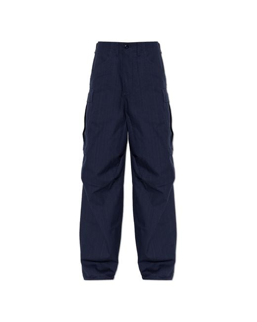 KENZO Blue Cotton Cargo Trousers for men