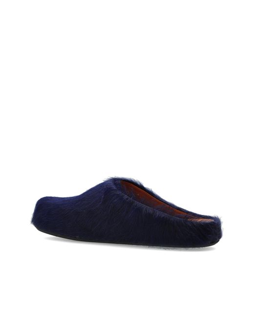 Marni Blue Fur Slides for men
