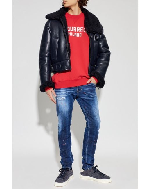 DSquared² Red Sweatshirt With Printed Logo for men