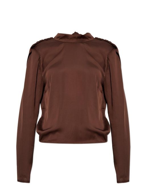 ROTATE BIRGER CHRISTENSEN Brown Top With Tie