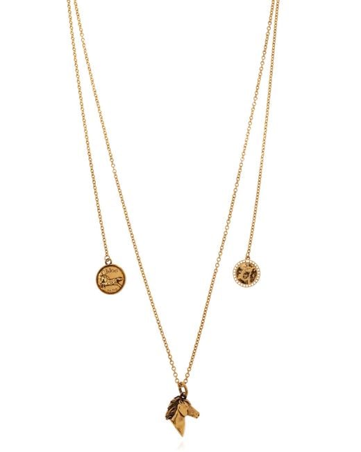 Chloé Metallic Pendant Necklace