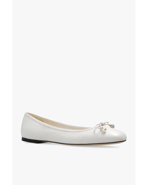 Jimmy Choo White 'Elme' Leather Ballet Flats